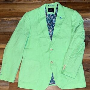 Tailorbyrd Vibrant Green Blazer with Paisley Lining